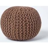 Leathers Stools Homescapes Chocolate Brown Knitted Footstool Pouffe