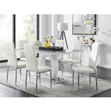 White gloss dining table Furniturebox Giovani Dining Set 90x160cm 7pcs