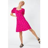 Pink Dresses Sweetheart Neck Polka Dot Dress