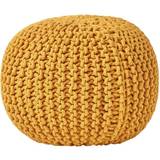 Yellow Poufs Homescapes Knitted Mustard Pouffe 35cm