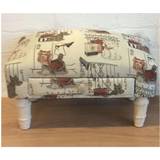 Foot Stools on sale Scottie Dog Fabric with Drawer Cream Foot Stool