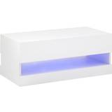 White Coffee Tables GFW Galicia High Gloss Modern with Blue LED Lights Coffee Table 38x75cm