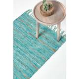 Turquoise Carpets Homescapes Leather Glitter Rug Blue, Turquoise, Gold