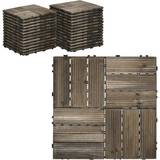 Outdoor Flooring OutSunny 27 Pcs Wooden Interlocking Decking Tiles Charcoal Grey