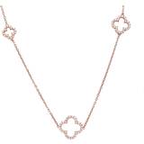 Latelita Open Clover Long White Cz Necklace Rosegold