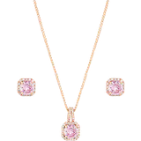 Rose Gold Jewellery Sets Jon Richard Pink Square Drop Pendant And Earring Set - Gold/Rose Gold