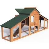 Vounot Chicken Coop and Run, Wooden Hen House with Nest Box 210x85x48cm