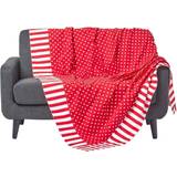 Homescapes Cotton Polka Dots Stripes Blankets Red
