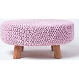 Homescapes Pastel Pink Large Knitted on Foot Stool