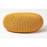 Leathers Poufs Homescapes Mustard Large Pouffe