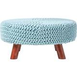 Homescapes Knitted Cotton Tall Foot Stool