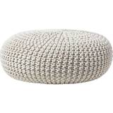 Natural Stools Homescapes Natural Knitted Cotton Large Footstool Pouffe
