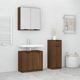 Brown Vanity Units for Single Basins vidaXL Brown oak Bathroom Set 3