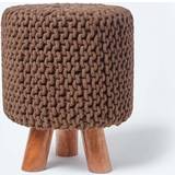 Foot Stools Homescapes Chocolate Tall Knitted Foot Stool