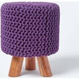 Homescapes Purple Tall Knitted Foot Stool