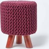 Foot Stools Homescapes Plum Tall Knitted Foot Stool