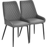 Leathers Kitchen Chairs Homcom Quilted Grey Kitchen Chair 89cm 2pcs