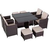 Seat Cushion Patio Dining Sets Garden & Outdoor Furniture OutSunny 861-028GY Patio Dining Set, 1 Table incl. 4 Chairs