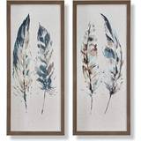Canvas Framed Art Art for the Home Painterly Feathers Framed Art 30x70cm 2pcs