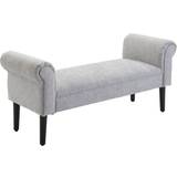 Grey Settee Benches Homcom End Side Chaise Lounge Grey Settee Bench 132x45.5cm