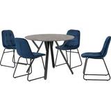Sapphire Blue Velvet Athens Concrete Kitchen Chair