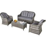 OutSunny 860-124V70GY Outdoor Lounge Set, 1 Table incl. 2 Chairs & 1 Sofas