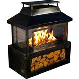 Fire Pits & Fire Baskets Neo Black Fire Pit Log Burner With Mesh Surround
