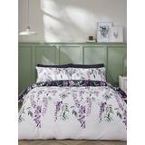 Cotton Bed Linen Catherine Lansfield Wisteria Care Reversible Duvet Cover White, Blue