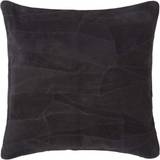 Homescapes Real Leather Suede Cushion with Feather Filling Complete Decoration Pillows Black
