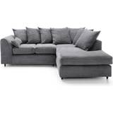 Grey Sofas Abakus Direct Jumbo Cord L Shaped Sofa 212cm 3 Seater