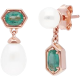 White Earrings Gemondo Mismatched Drop Earrings - Rose Gold/Pearl/Emerald