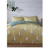 Yellow Bed Set Kid's Room Fusion Puddles The Duck Print Reversible Easy Care Cover