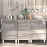 Mini Kitchens vidaXL Commercial Kitchen Cabinets 3 pcs Stainless Steel