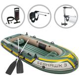 Rubber Boats Intex Inflatable Boat Set Seahawk 3 with Trolling Motor and Bracket