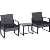 Rattan Bistro Sets Garden & Outdoor Furniture OutSunny 3 Pieces Rattan Bistro Set, 1 Table incl. 2 Chairs