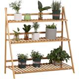 Planters Accessories OutSunny 3-Tier Folding Bamboo Plant Stand Display
