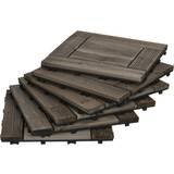 Outdoor Flooring OutSunny Wooden Interlocking Decking Tiles Charcoal Grey Charcoal Grey