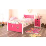 Childbeds Pink, No Mattress Single Wooden Star Bed Frame Bed Side