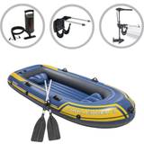 Rubber Boats Intex Inflatable Boat Set Challenger 3 with Trolling Motor and Bracket