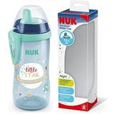 Nuk Cups Nuk Kiddy Cup Night Toddler Cup 12 Months 300 ml Leak-Proof Toughened Spout Glow in The Dark Clip & Protective Cap BPA-Free Blue