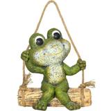 Brown Decorative Items OutSunny Hanging Garden Statue, Vivid Frog on Figurine
