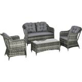Wicker patio furniture set OutSunny 4 Pieces Outdoor Lounge Set