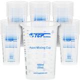 TCP Global 32 Ounce 1000 ml Disposable Flexible Clear Graduated Plastic Mixing Cups Box of 50 Cups Use for Paint, Resin, Epoxy, Art, Kitchen Multicolor One Size