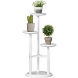 Planters Accessories OutSunny 3 Tiered Plant Stand, Plant Shelf for Outdoor, white White
