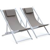 Aluminium Sun Chairs Beige-Brown Set of 2