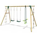 Soft Dolls - Swings Playground Rebo Wooden Garden Swing Set with 2 Standard Swings Glider Climbing Rope & Ladder