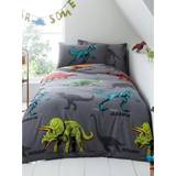 Polyester Sheets Kid's Room Friends Dinosaur Fitted Sheet Set Grey- [Size: SINGLE