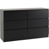 Black Chest of Drawers SECONIQUE Malvern 6 Chest of Drawer 121.5x77cm
