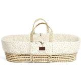 The Little Green Sheep Quilted Moses Basket & Rocking Stand Bundle Linen Rice 17.3x33.1"