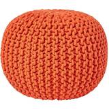 Homescapes Burnt Knitted Cotton Footstool Pouffe